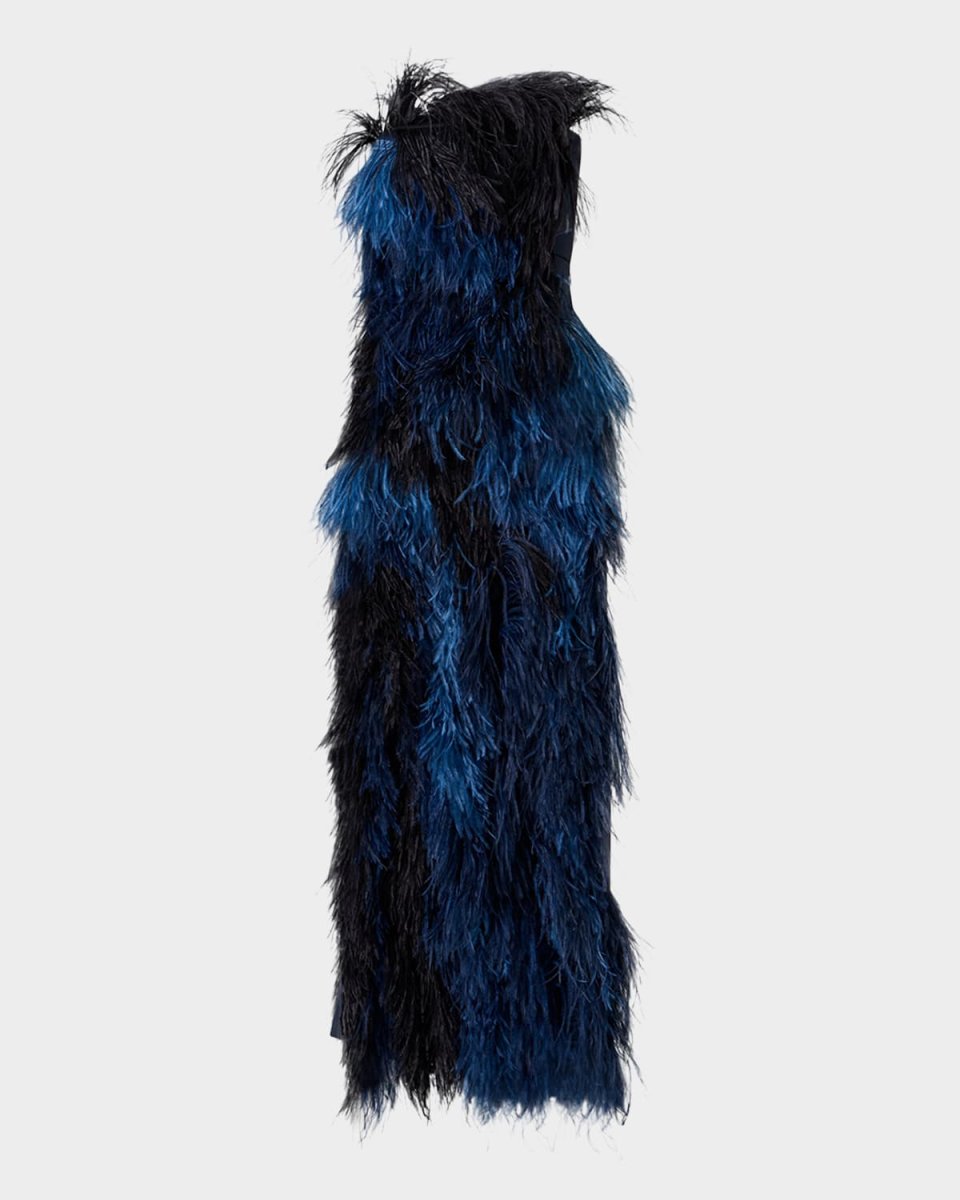 Strapless Ostrich Feather Gown